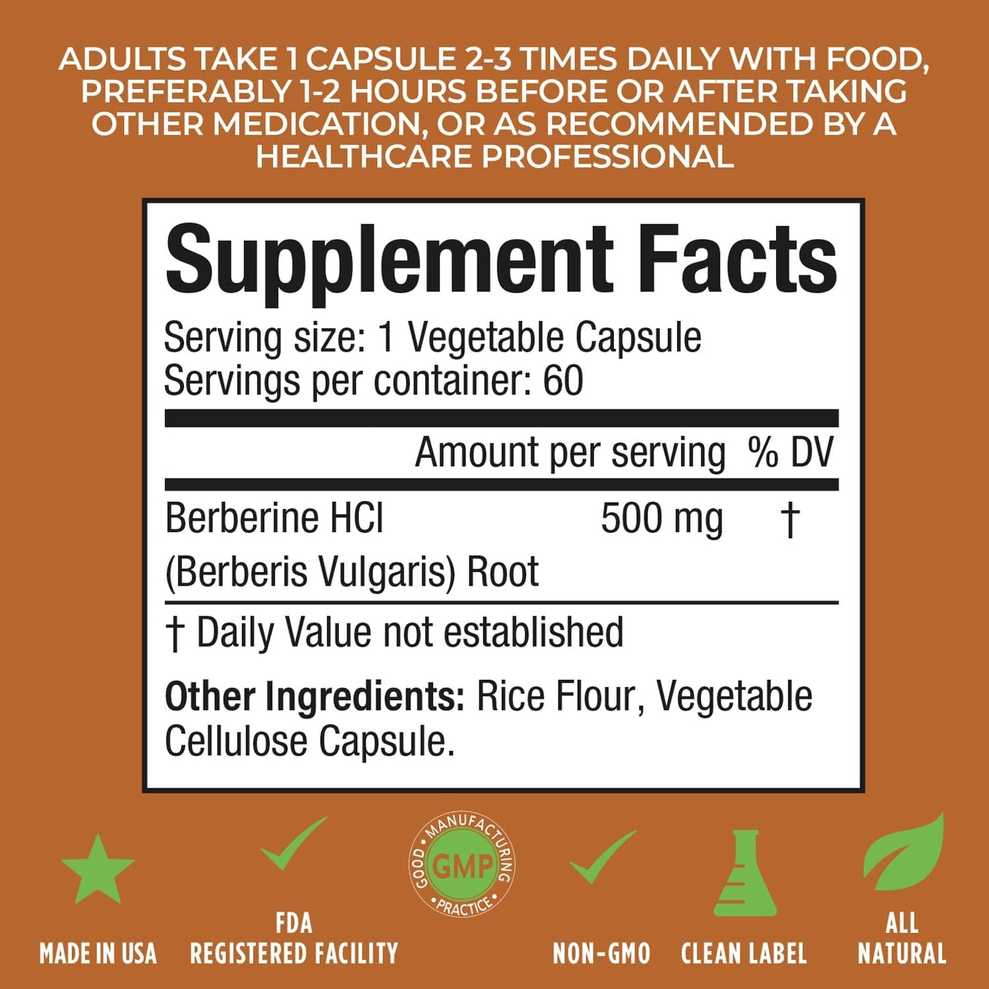 Premium Berberine HCL Supplement for Cardiovascular and Metabolic Health - Non-GMO 500mg Extract - 60 Vegetable Capsules by NewLife Naturals