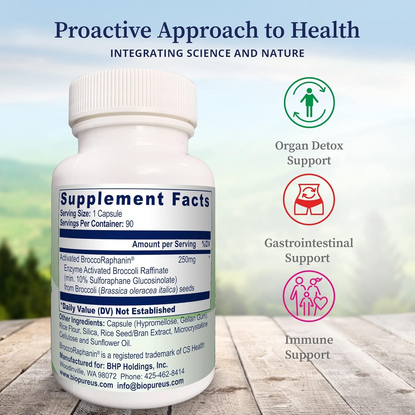 Premium BioPure Broccoli Sprout Capsules - Packed with Phytonutrients & Sulforaphane for Immunity, Brain Health, Gut Balance, and Detox - 90 Count