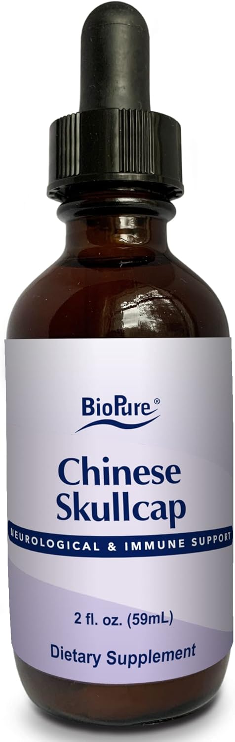 Premium BioPure Chinese Skullcap Herbal Tincture - Bioactive Flavonoid-Rich Extract for Neurological, Immune, & Circulation Support - 2 fl oz