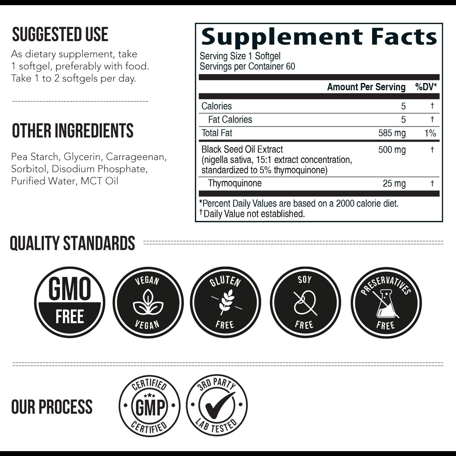 Premium Black Seed Oil Capsules | High Thymoquinone Content | TQ-Advanced® Formula | 500 mg Strength | Nigella Sativa Extract | Vegan - 60 Capsules