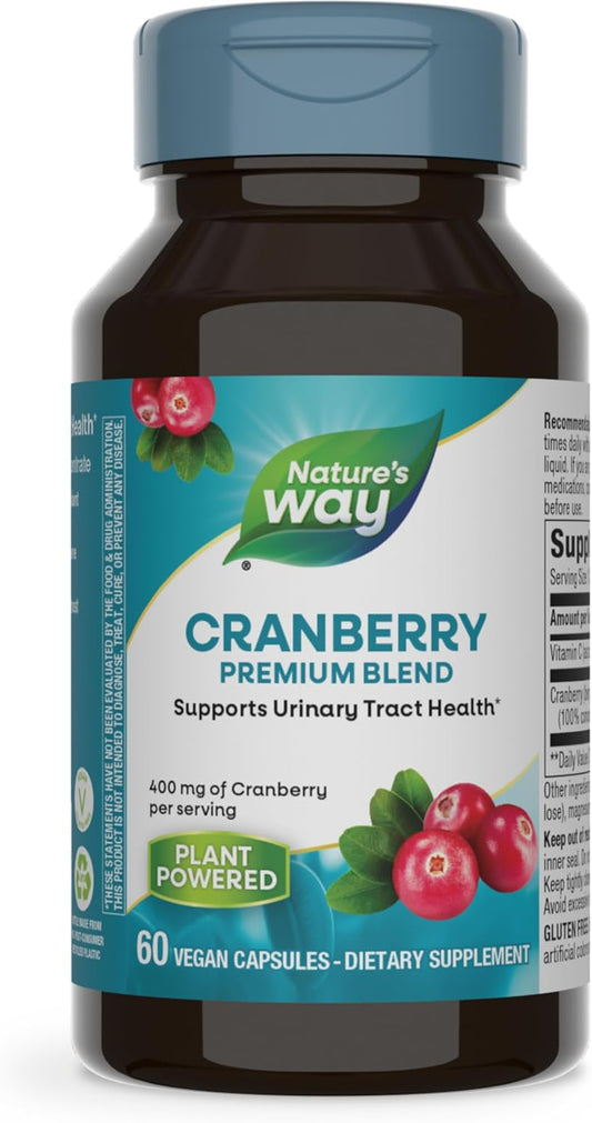 Premium Blend Cranberry Capsules for Urinary Tract Health Support - 100% Concentrate, 400mg, 60ct