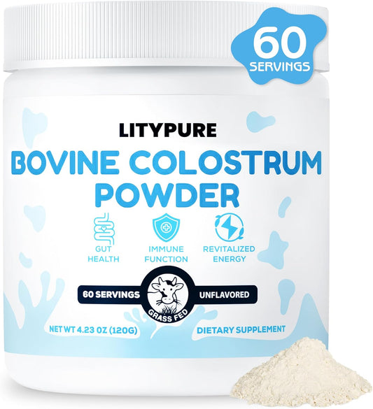Premium Bovine Colostrum Supplement for Gut Health, Hair Growth, Beauty, and Immune Support - High IgG Content, Gluten Free, USA-Made - Unflavored Formula for Optimal Health and Wellness