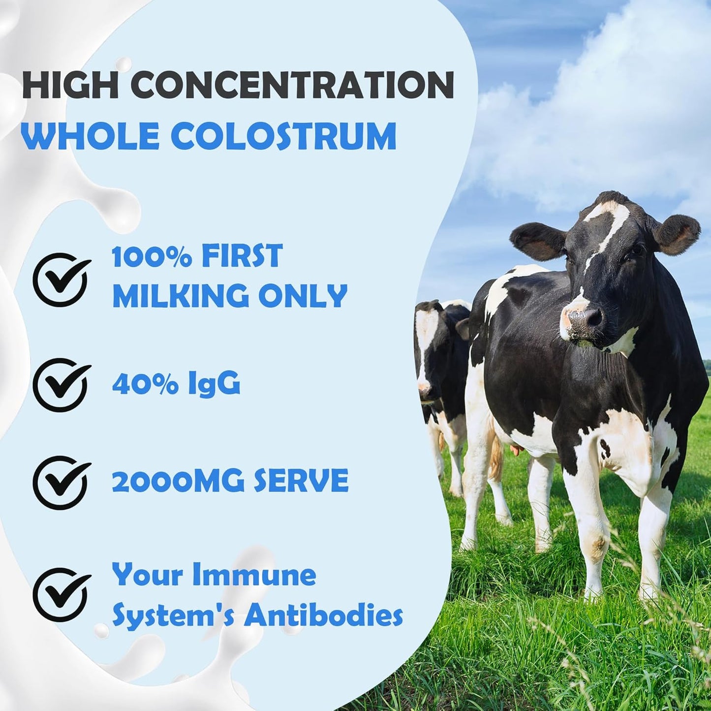 Premium Bovine Colostrum Supplement for Gut Health, Hair Growth, Beauty, and Immune Support - High IgG Content, Gluten Free, USA-Made - Unflavored Formula for Optimal Health and Wellness