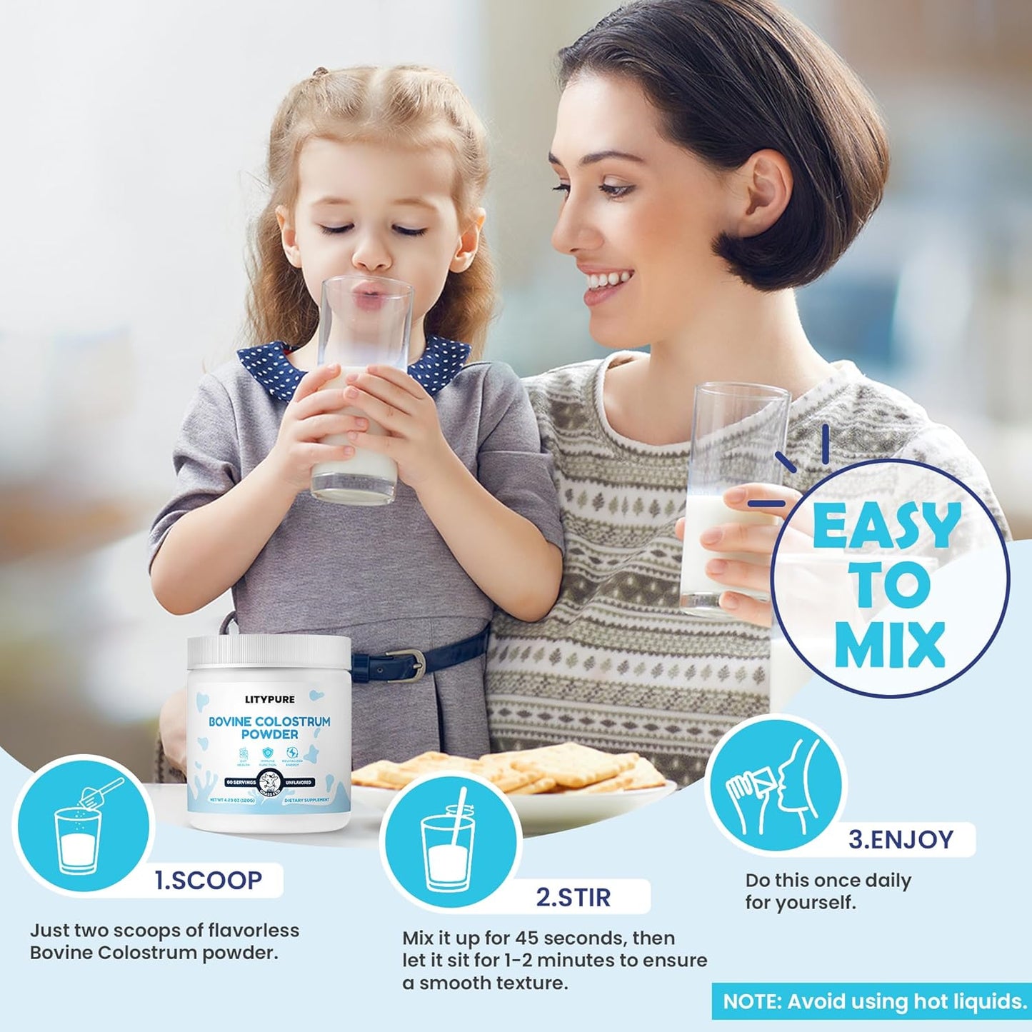 Premium Bovine Colostrum Supplement for Gut Health, Hair Growth, Beauty, and Immune Support - High IgG Content, Gluten Free, USA-Made - Unflavored Formula for Optimal Health and Wellness