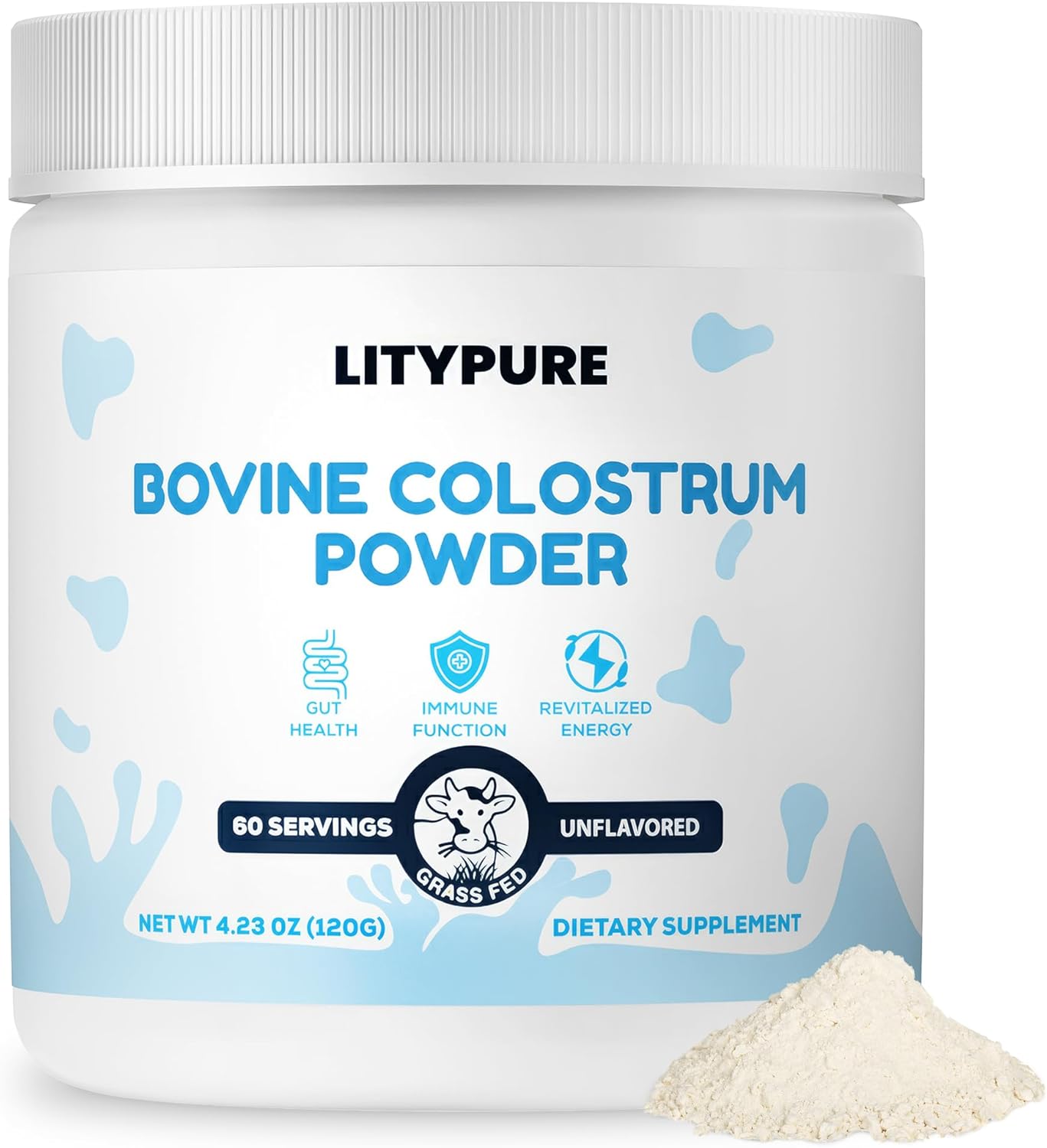 Premium Bovine Colostrum Supplement for Gut Health, Hair Growth, Beauty, and Immune Support - High IgG Content, Gluten Free, USA-Made - Unflavored Formula for Optimal Health and Wellness