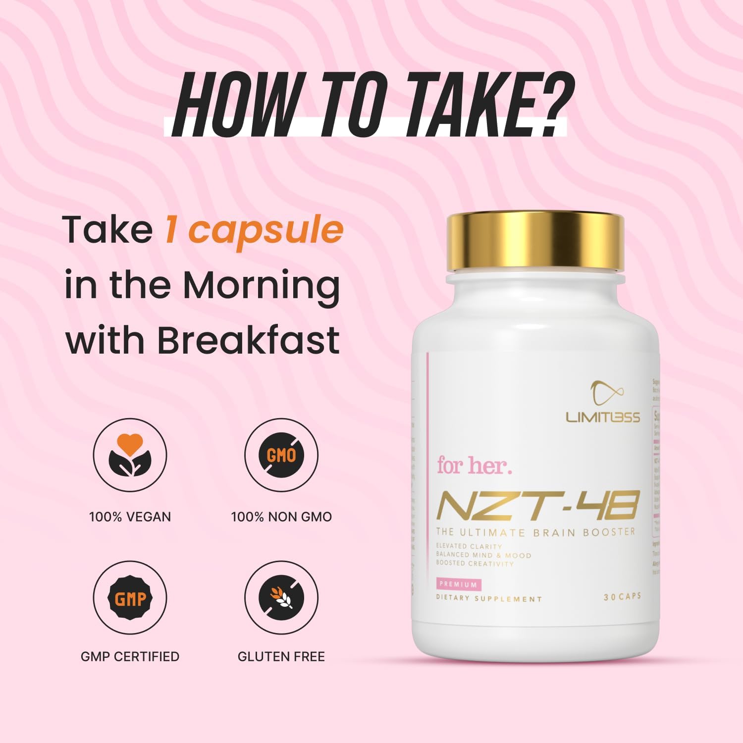 Premium Brain Booster for Her - Female-Focused Memory and Focus Supplement with Caffeine, Acetyl-L-Carnitine, and Vitamins B6 B12