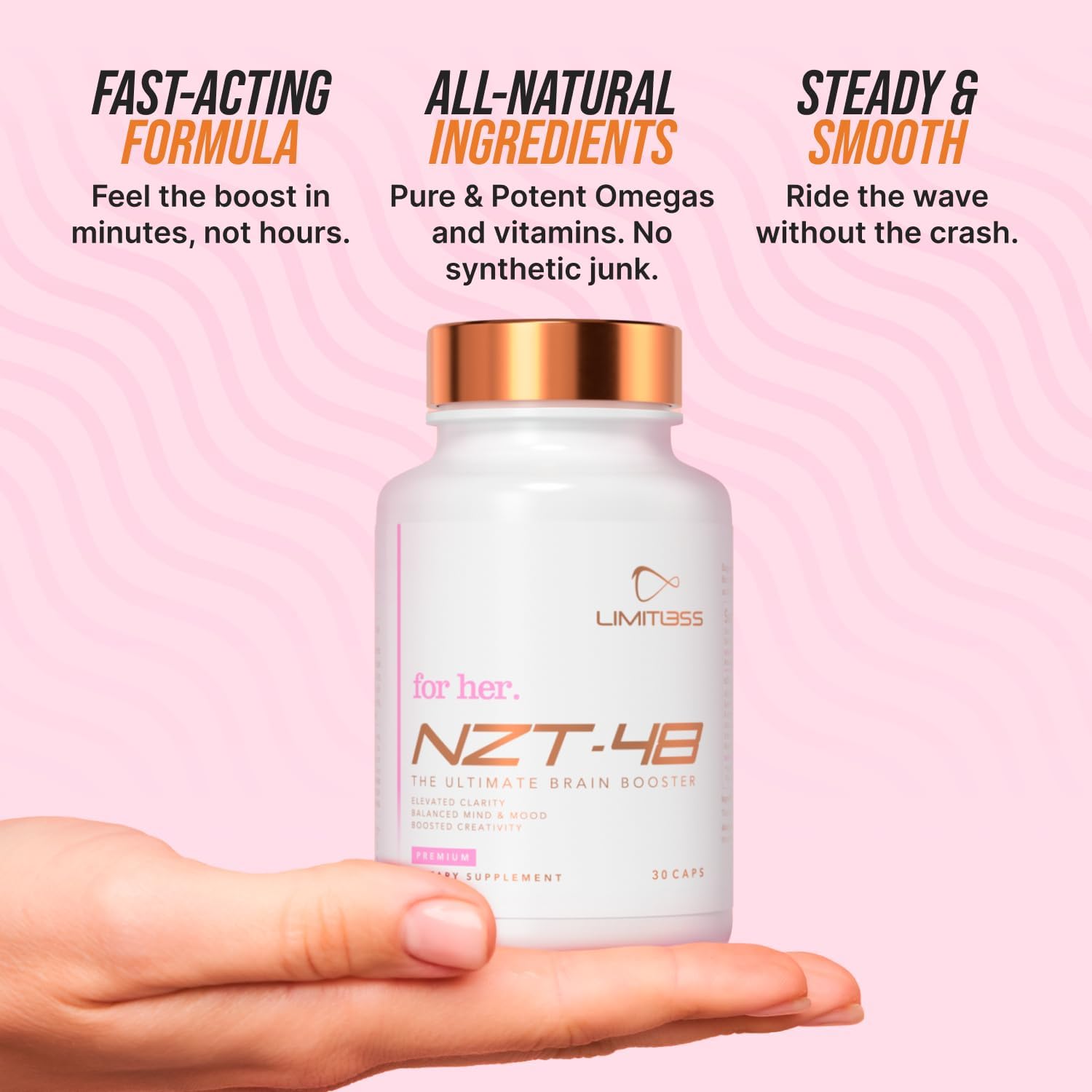 Premium Brain Booster for Her - Female-Focused Memory and Focus Supplement with Caffeine, Acetyl-L-Carnitine, and Vitamins B6 B12