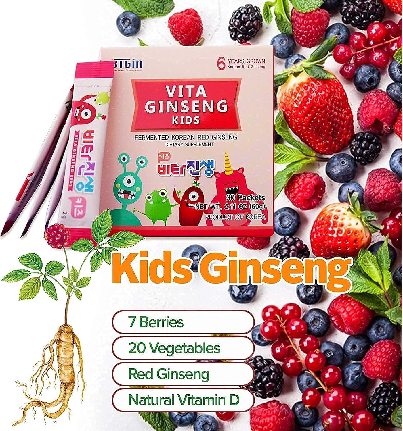 Premium Bundle: BTGIN Saponin Hanppuri Immune & Stamina Boost + VITA Ginseng Kids Support & Memory Function - Immune Boost for Children