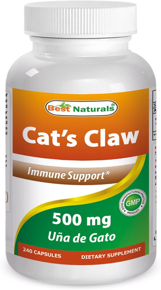 Premium Cat's Claw Capsules - 500 mg, 240 Count - Natural Immune Support Supplement