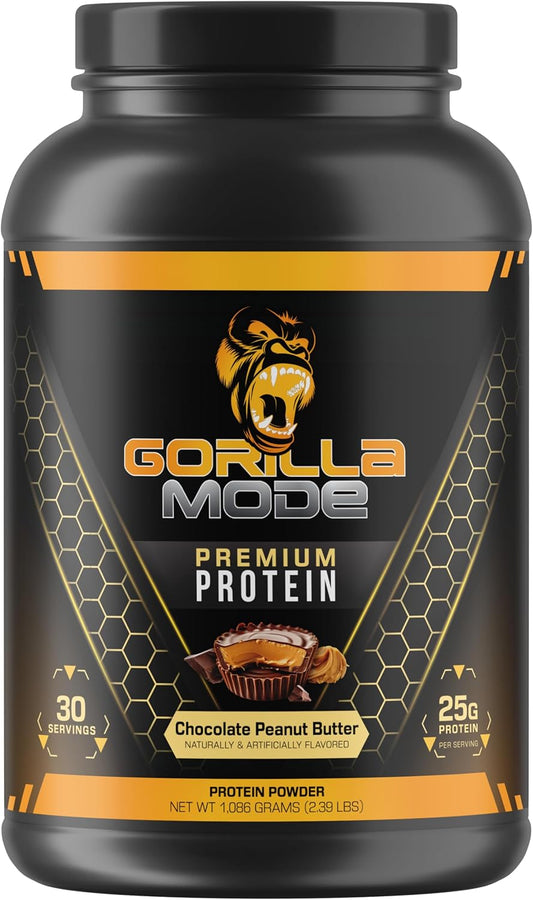 Premium Chocolate Peanut Butter Gorilla Mind Protein Powder - 25g Whey Isolate & Concentrate for Muscle Recovery (30 Servings) - BoostGo Australia