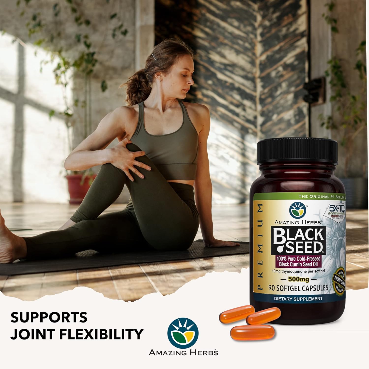 Premium Cold Pressed Black Seed Oil Capsules for Digestive Health, Immune Support, Brain Function - 90 Count, 500mg - Gluten Free & Non GMO - Nigella Sativa