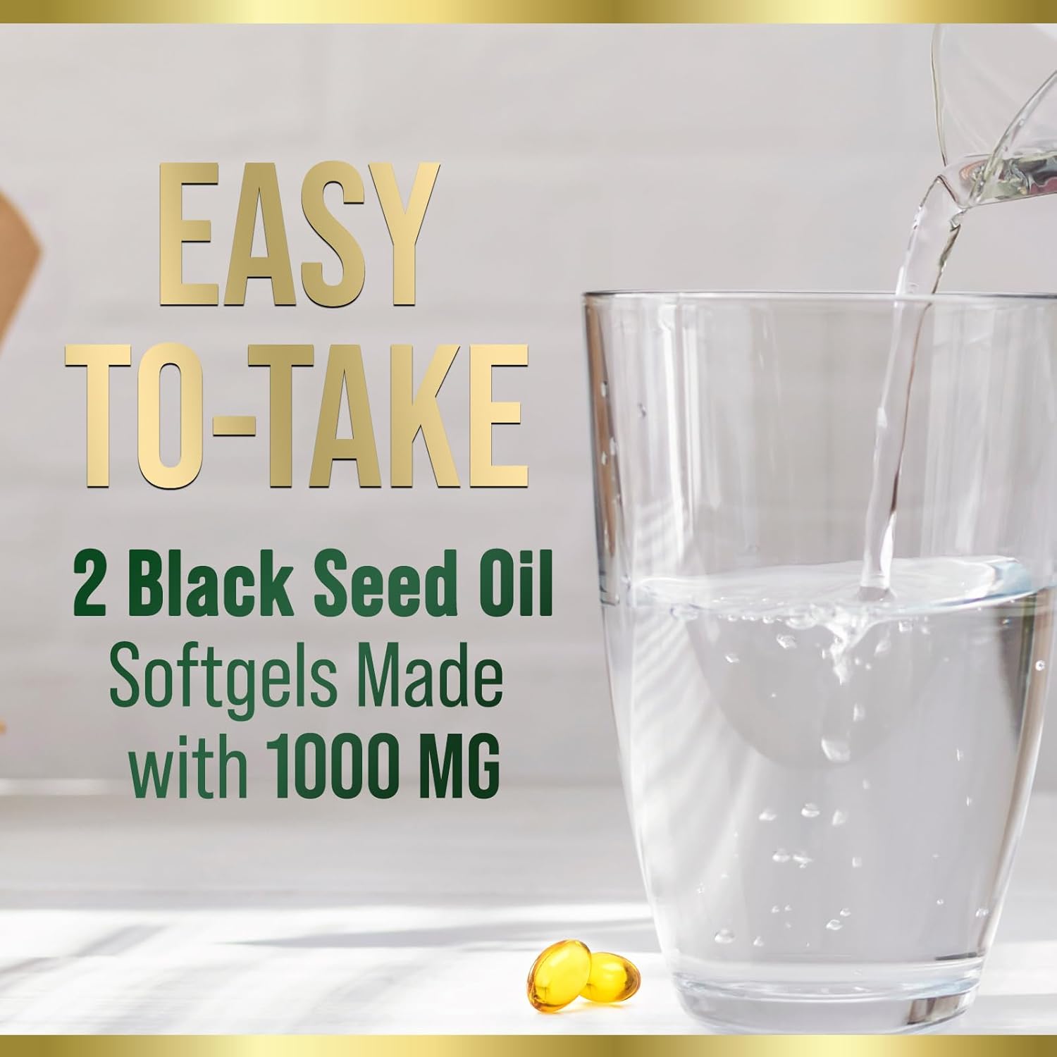 Premium Cold Pressed Black Seed Oil Softgels 1000mg - Pure Nigella Sativa Black Cumin Seed Oil for Skin & Immune Support - Non-GMO Antioxidant Supplement - 60 Softgels