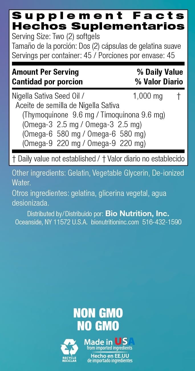 Premium Cold Pressed Black Seed Oil Softgels for Immune Support and Healthy Inflammatory Function - 90 Capsules with Antioxidant Properties for Hair, Skin, and Digestive Health