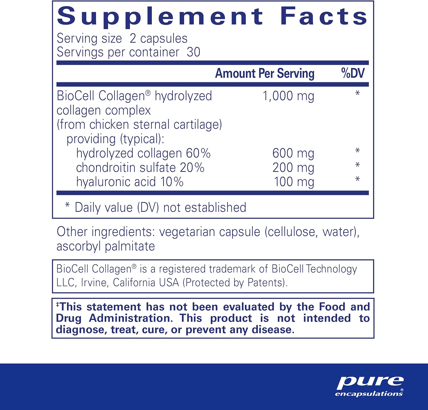 Premium Collagen JS Capsules for Skin & Joint Health - 1,000mg Hydrolyzed Biocell Collagen - Gluten Free & Non-GMO - 60 Count