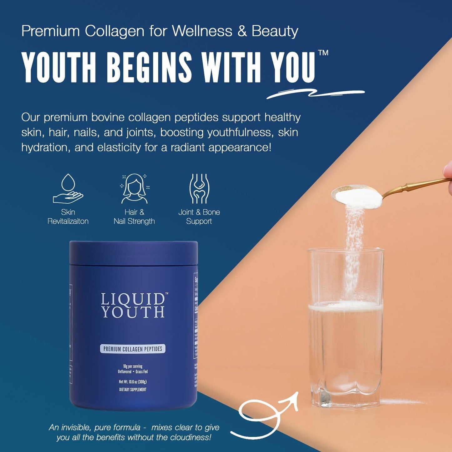 Premium Collagen Peptides Powder & Passion Fruit Liquid Shots - Grass-fed Bovine & Marine Type I & III Collagen for Hair, Skin, Nails, Bones, Joints - Men & Women - 40 Servings