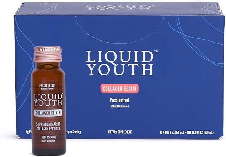 Premium Collagen Peptides Powder & Passion Fruit Liquid Shots - Grass-fed Bovine & Marine Type I & III Collagen for Hair, Skin, Nails, Bones, Joints - Men & Women - 40 Servings