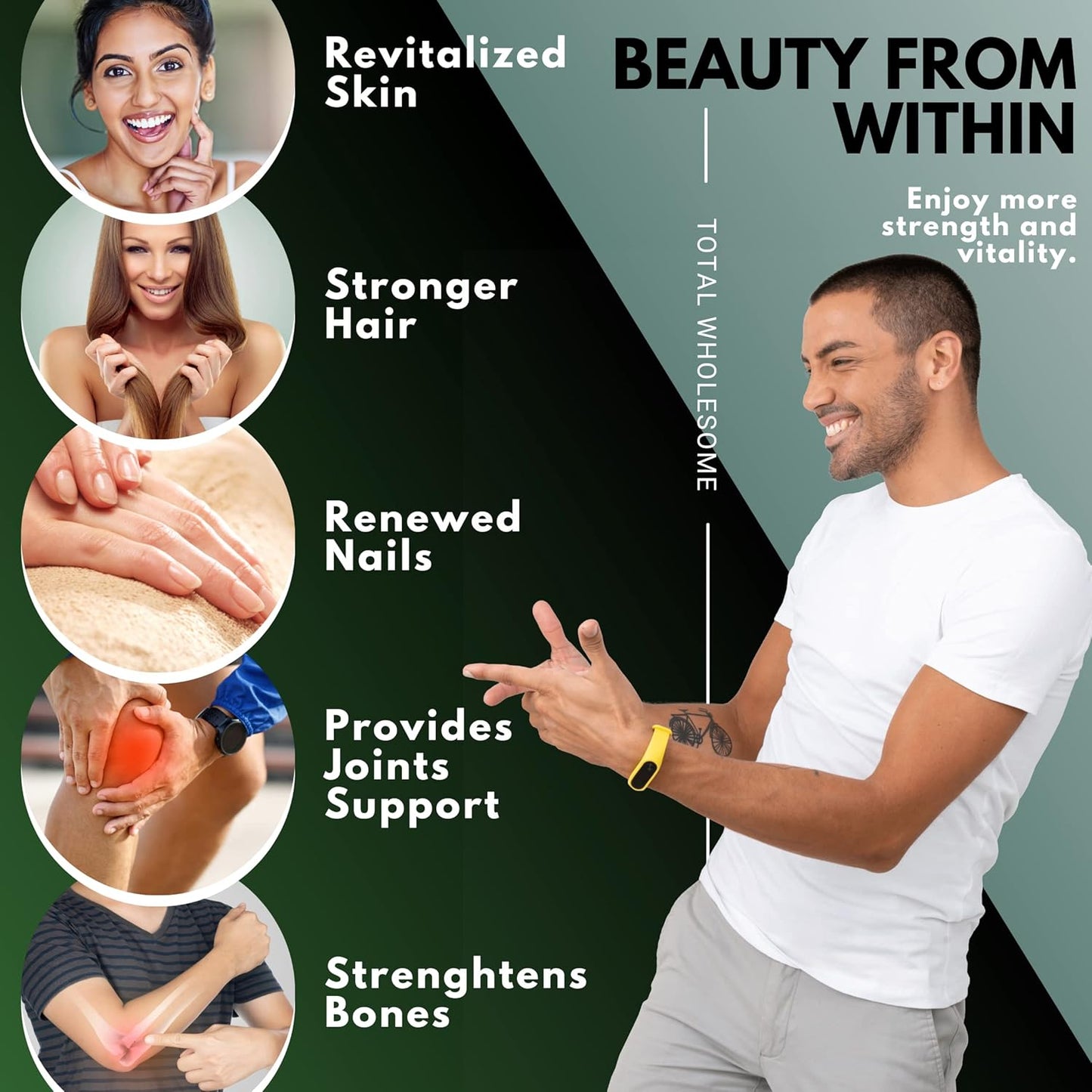 Premium Collagen Powder with Added Protein for Hair, Skin, Nails, Bones & Joints - Non-Gluten Bovine Collagen - 16oz