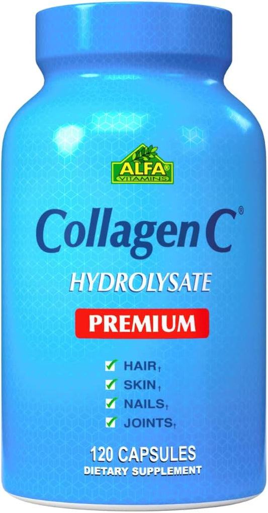 Premium CollagenC with Vitamin C - Nutritional Supplement for Skin, Nails, Hair - Supports Bone & Muscle Health - 120 Capsules - BoostGo Australia