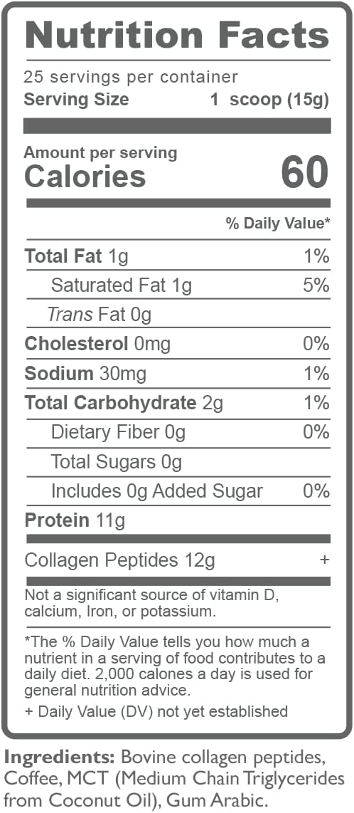 Premium Colombian Coffee Infused NUTRACOLLAGEN Peptide Protein Powder with MCT Coconut Oil - Keto Friendly, Grass-Fed, Soy/Gluten/Sugar Free