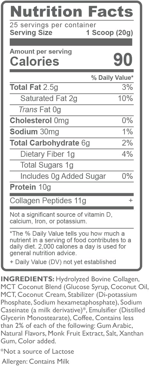 Premium Colombian Coffee Infused NUTRACOLLAGEN Peptide Powder - Grass-Fed, Keto Friendly, Soy & Gluten Free, Mocha Hazelnut Flavor, 25 Servings