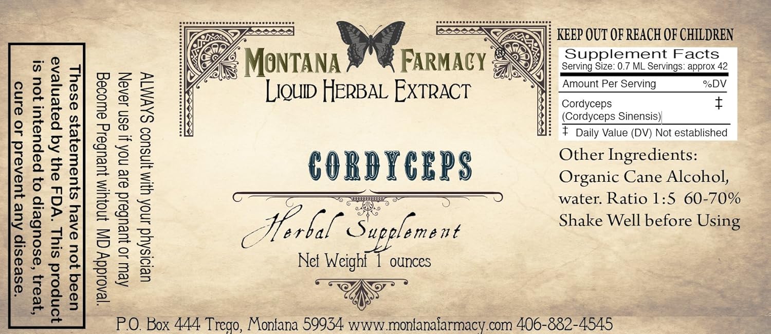 Premium Cordyceps Extract Tincture from Montana Farmacy - Natural Immune Support Supplement