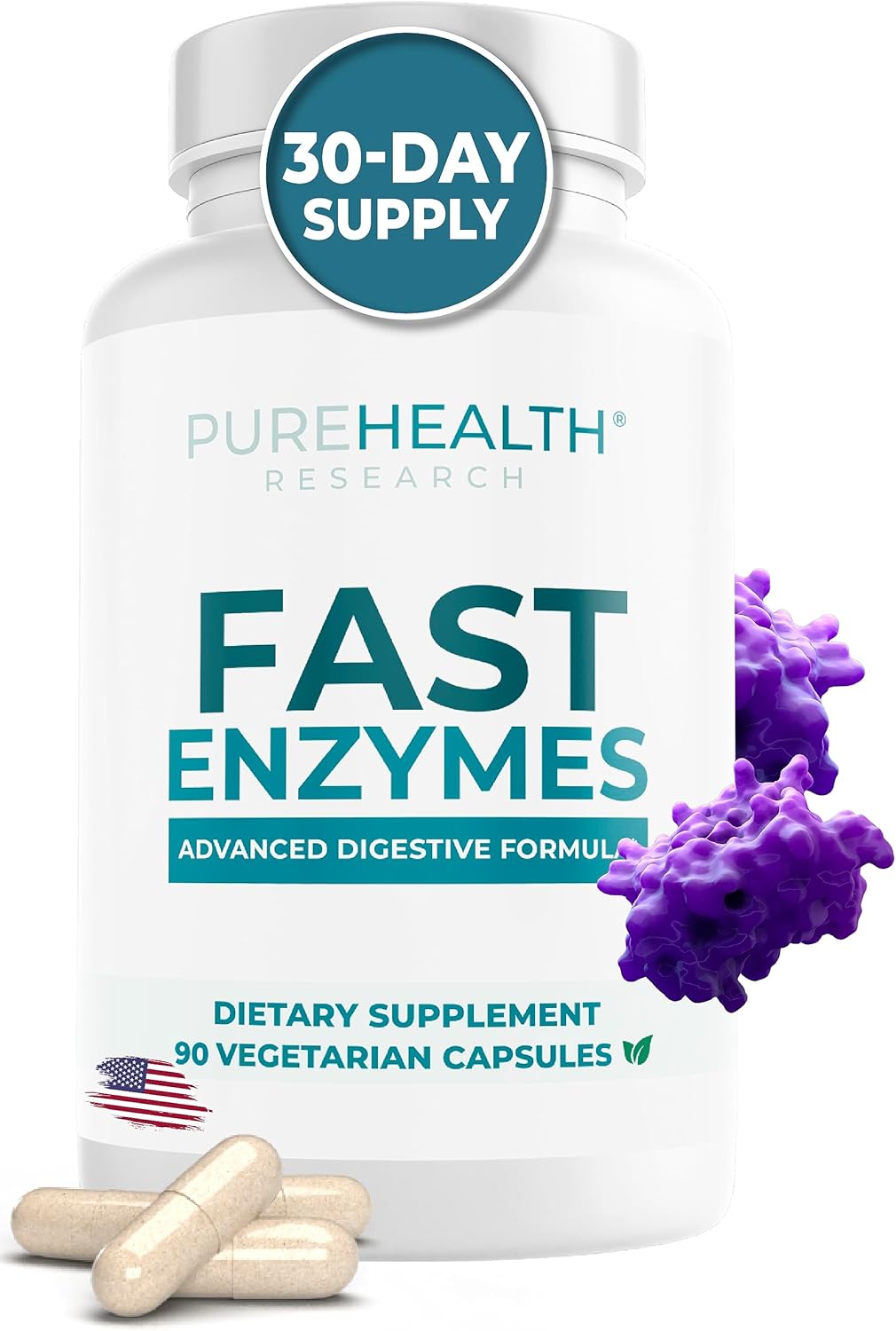 Premium Digestive Enzyme Supplement for Better Digestive Health - Made in USA with Lactase and Lipase Enzymes - 90 Capsules, Bloating Relief