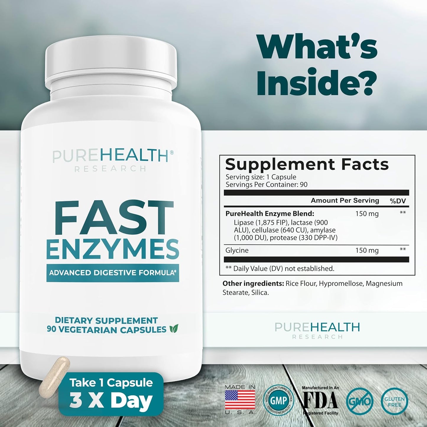 Premium Digestive Enzyme Supplement for Better Digestive Health - Made in USA with Lactase and Lipase Enzymes - 90 Capsules, Bloating Relief