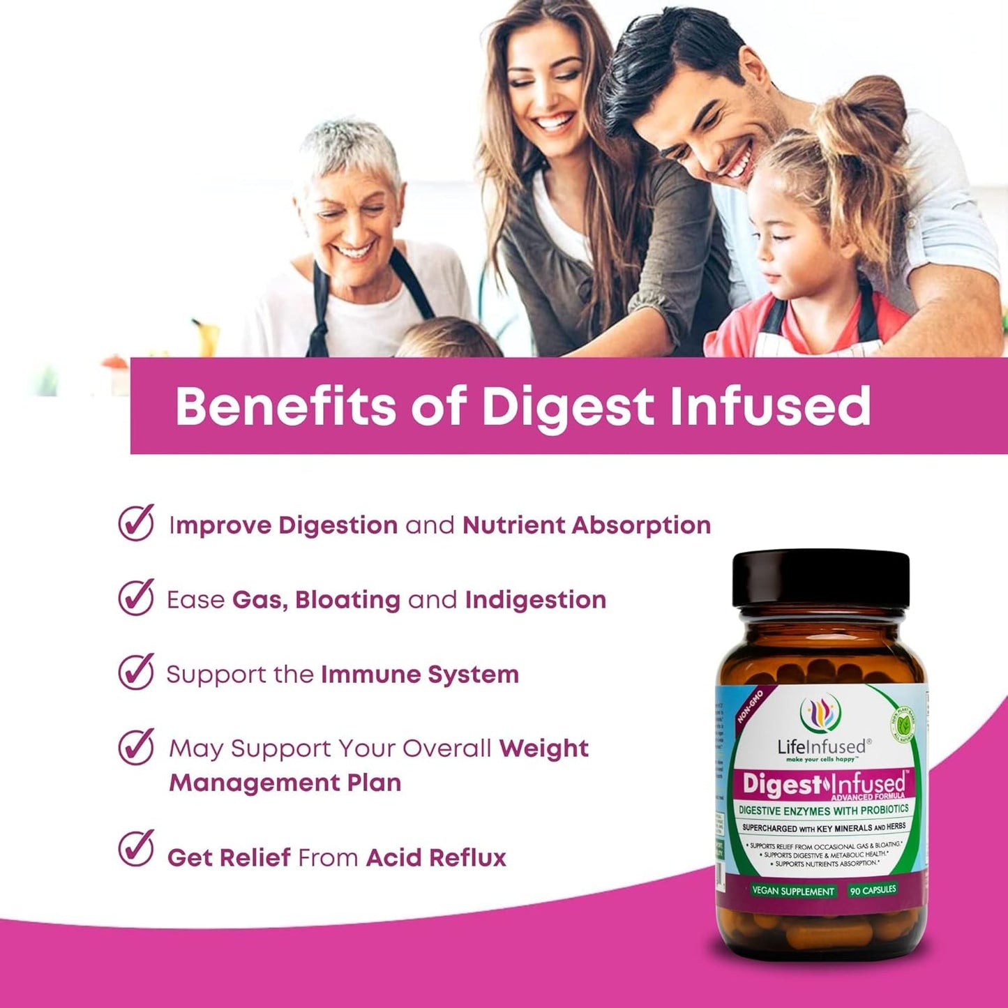 Premium Digestive Enzyme Supplements with 21 Plant-Based Enzymes, Probiotics, and 72 Key Minerals - Ease Gas & Bloating - 90 Servings