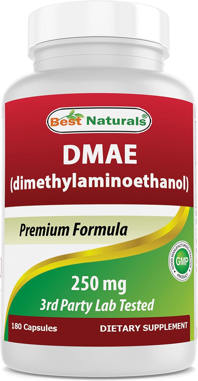 Premium DMAE and COQ10 Supplement - 250 mg DMAE and 100 mg COQ10 for Cognitive Health and Energy Support