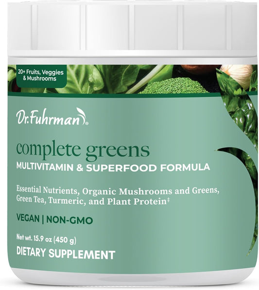 Premium Dr. Fuhrman Complete Greens Multivitamin Powder - Superfoods Formula for Optimal Health (30 Servings)