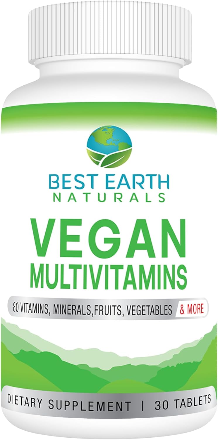 Premium Earth Naturals Vegan Multivitamin Supplement with 80 Essential Nutrients for Health and Energy - 30 Capsules