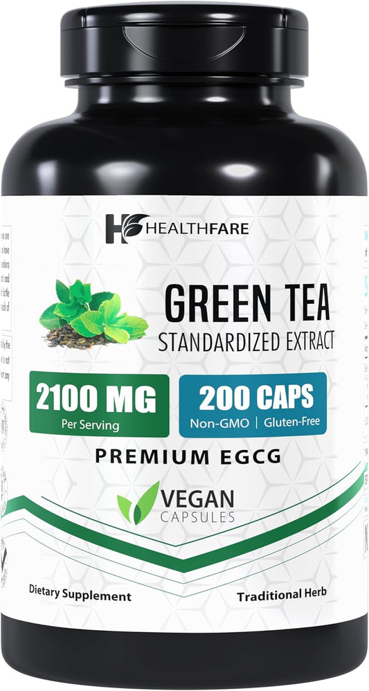 Premium ECGG Green Tea Extract Supplement | 200 Capsules | High EGCG & Polyphenol Content | Non-GMO & Gluten-Free - BoostGo Australia