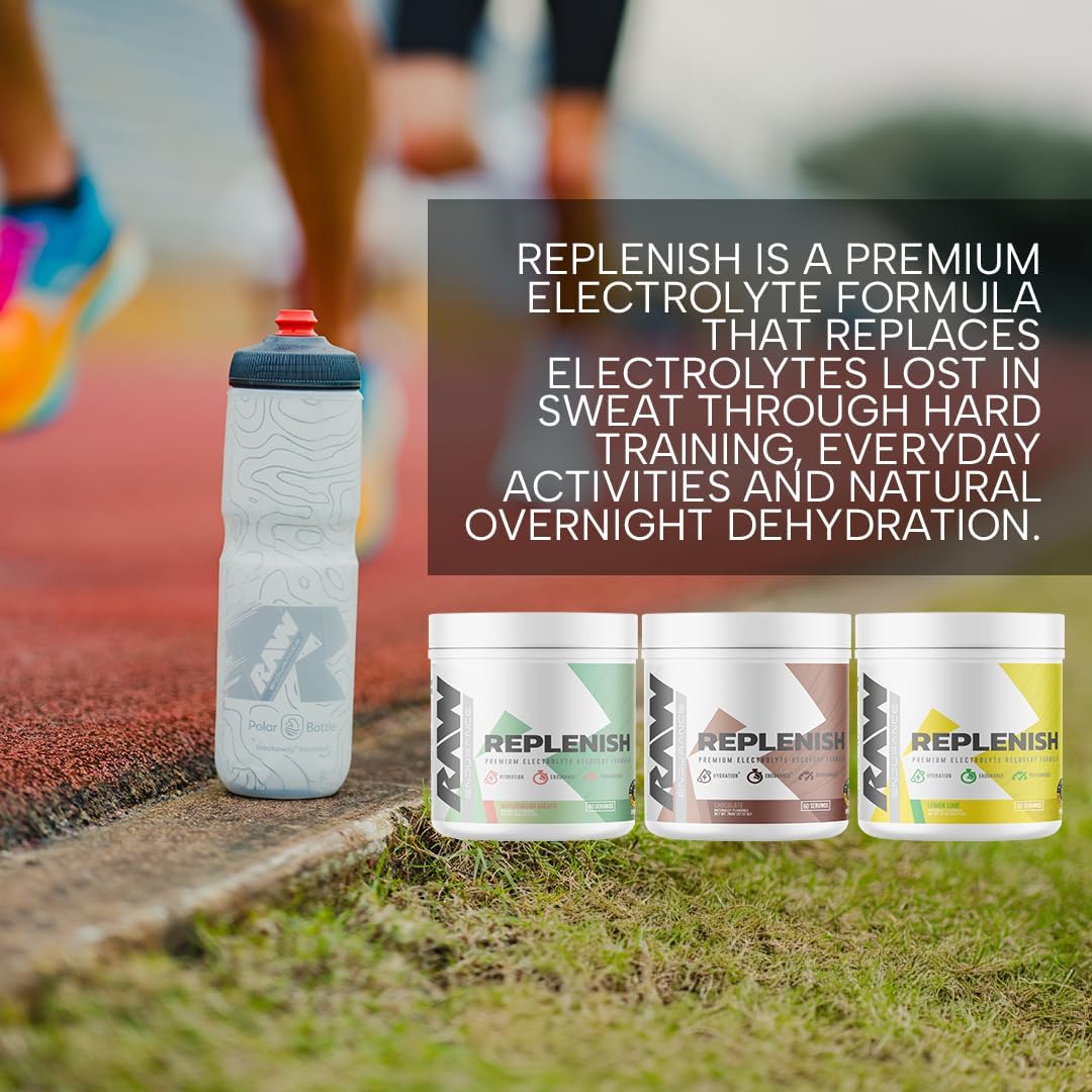 Premium Electrolyte Drink Mix Supplement for Hydration & Performance - Watermelon Mojito Flavor, 60 Servings, RAW Replenish Formula