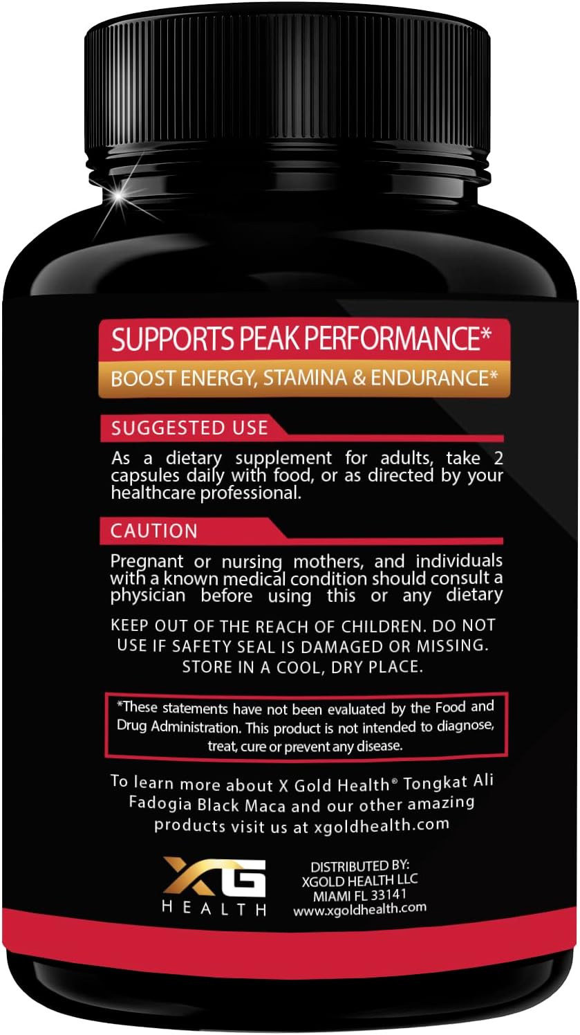 Premium Energy and Vitality Boost Supplement with Tongkat Ali, Fadogia Agrestis, Black Maca, L-Arginine, and L-Citrulline - Supports Muscle Recovery and Balance for Men and Women