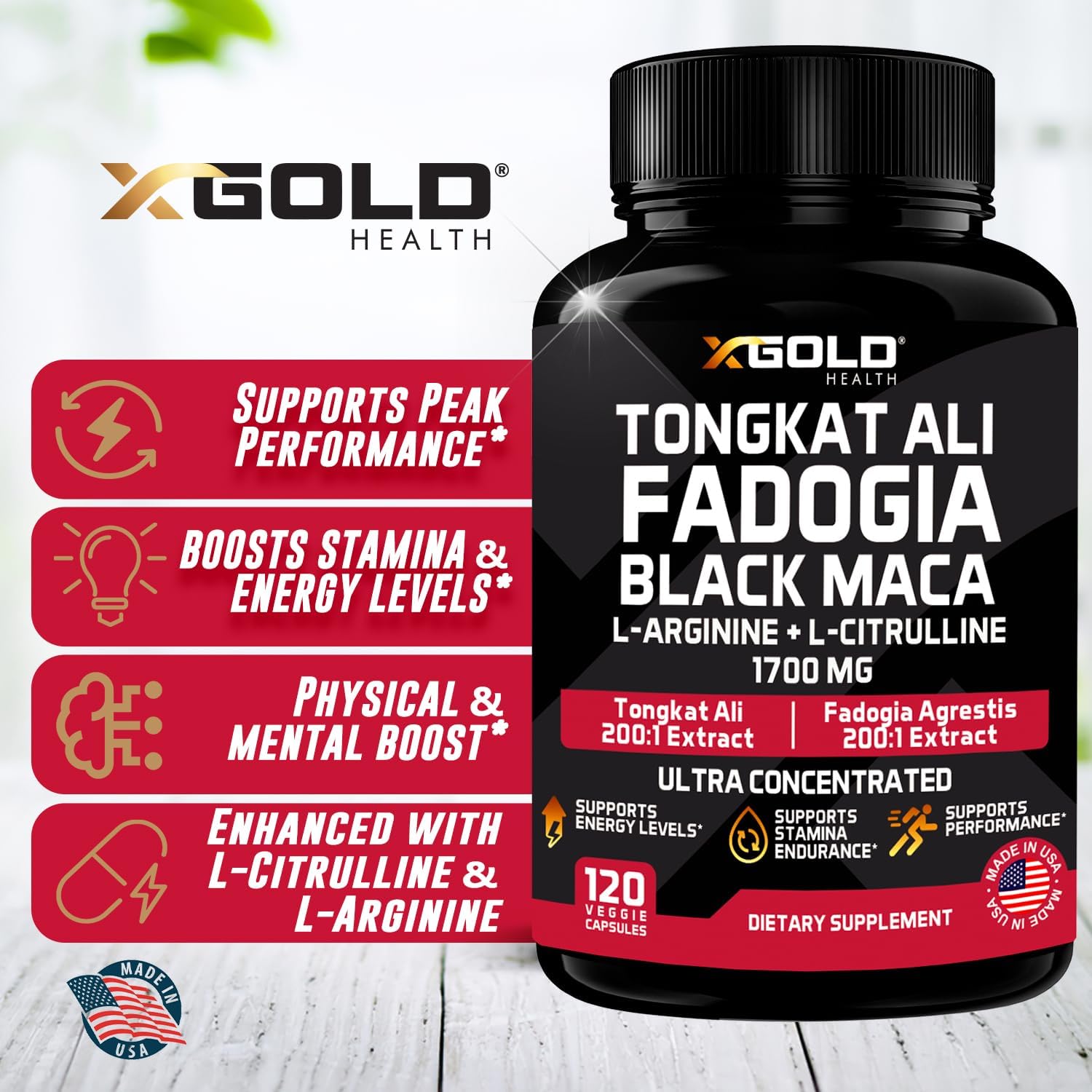Premium Energy and Vitality Boost Supplement with Tongkat Ali, Fadogia Agrestis, Black Maca, L-Arginine, and L-Citrulline - Supports Muscle Recovery and Balance for Men and Women
