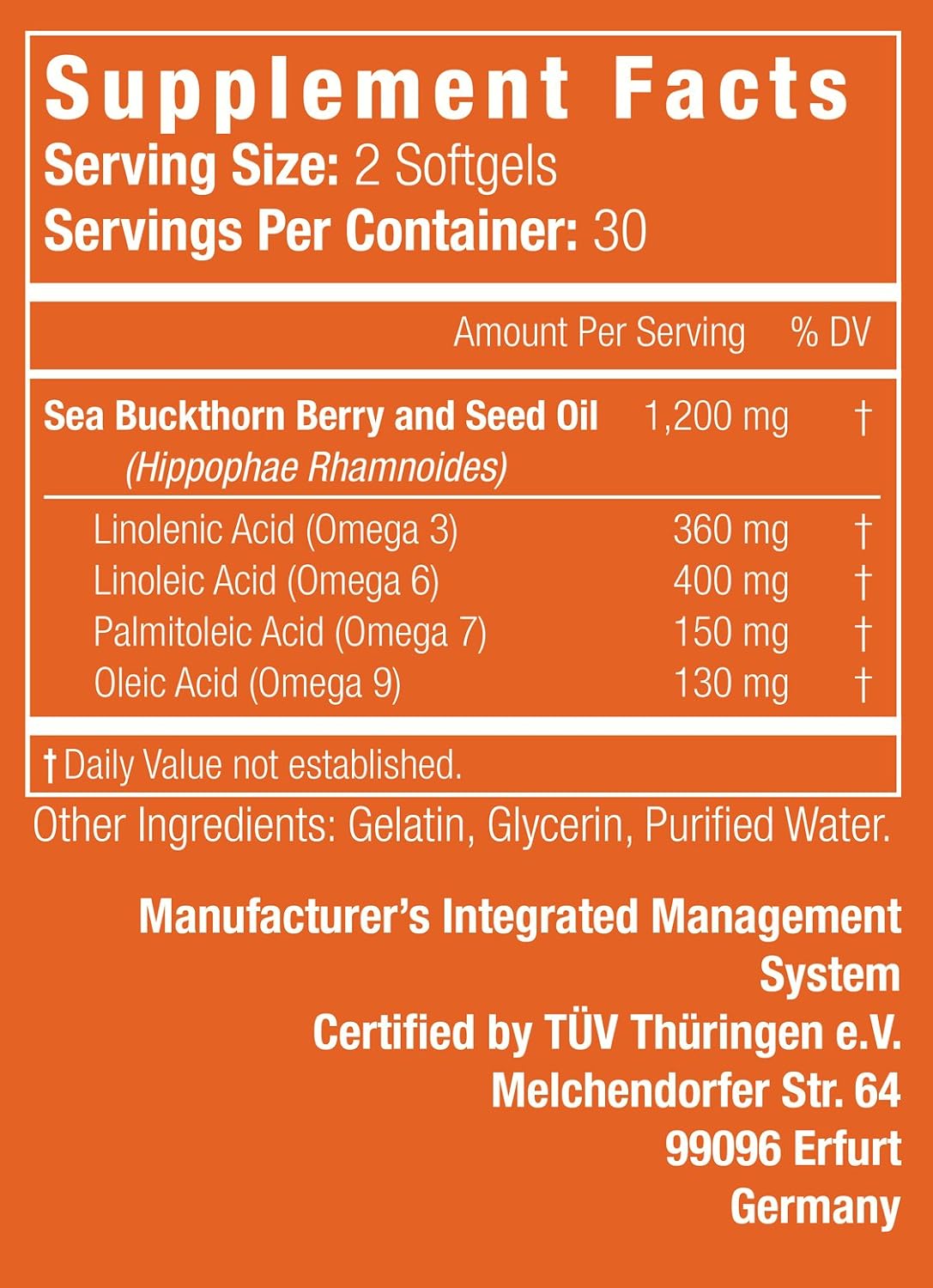 Premium European Quality Nattura Complete Omega 3-6-7-9 Sea Buckthorn Oil, Cold Pressed 1,200mg - 2 Bottles - BoostGo Australia