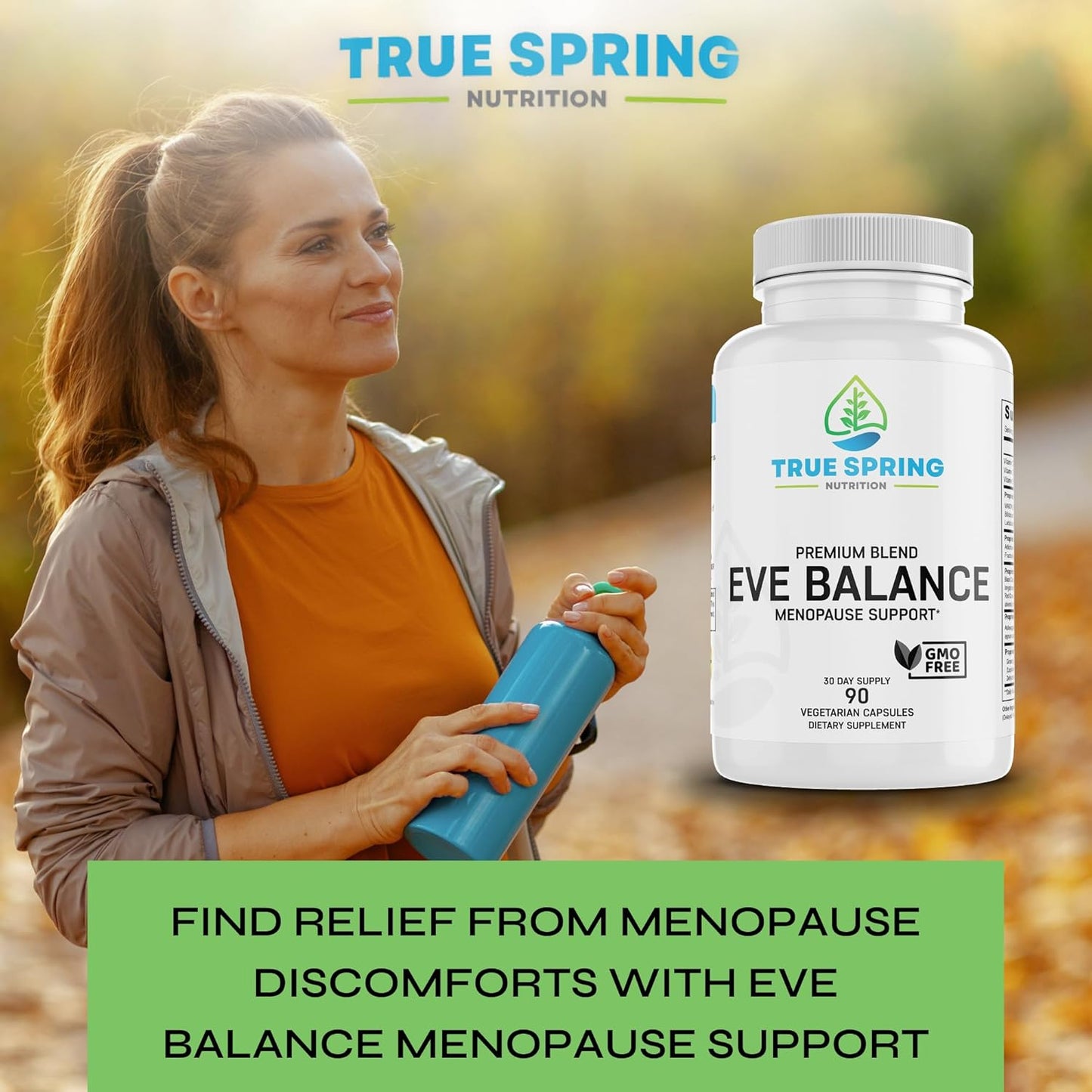 Premium Eve Balance Menopause Support Supplement for Women - Complete Relief for Hot Flashes, Joint Pain, and More - With Prebiotics & Probiotics for True Spring Nutrition