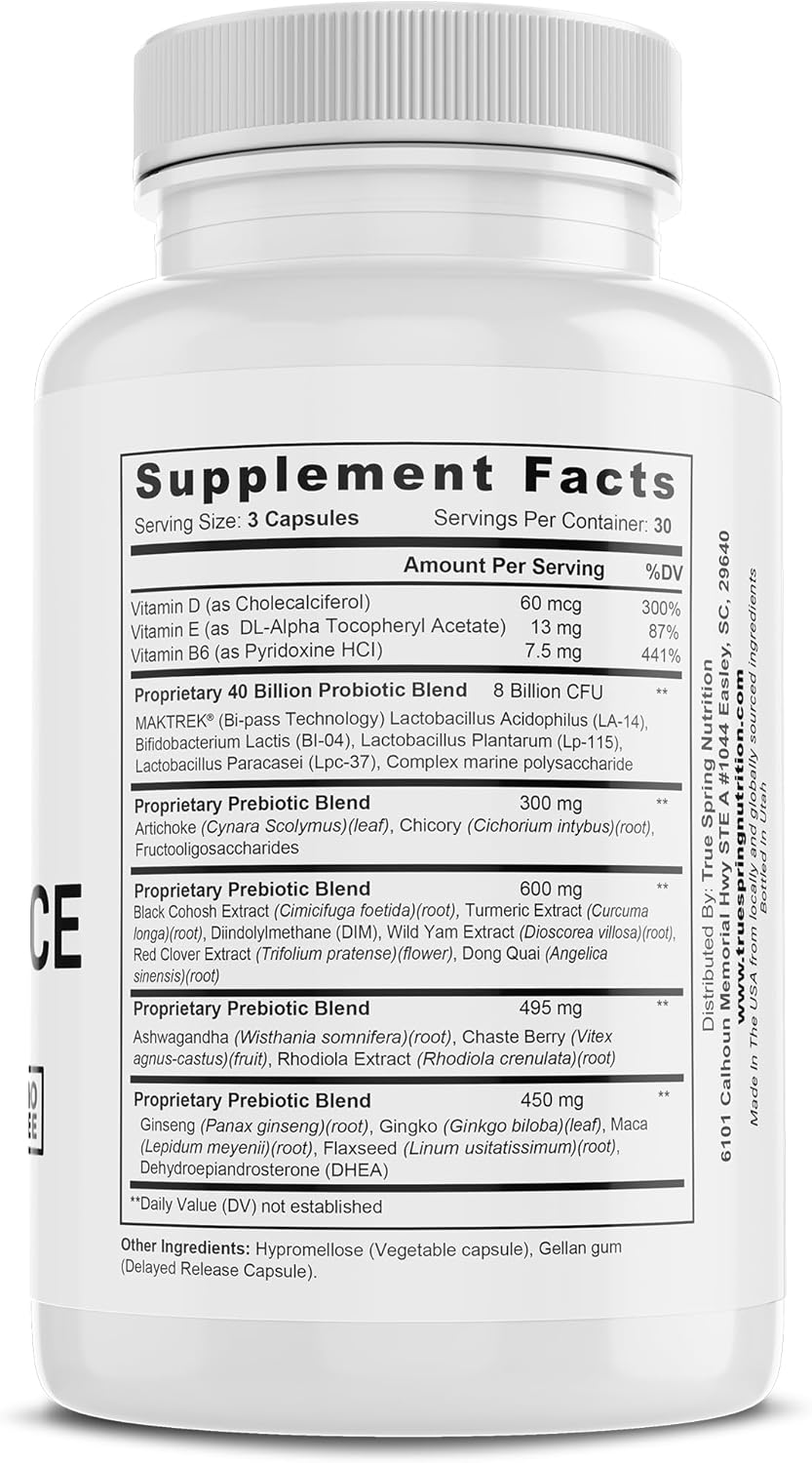 Premium Eve Balance Menopause Support Supplement for Women - Complete Relief for Hot Flashes, Joint Pain, and More - With Prebiotics & Probiotics for True Spring Nutrition