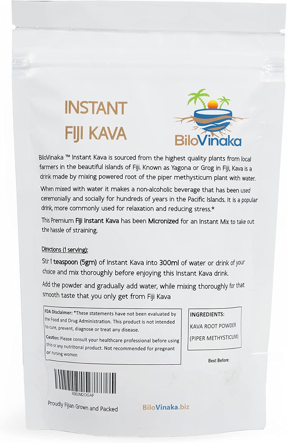 Premium Fiji Kava Kava Powder: All-Natural Micronized Instant Drink Mix, 3.5 oz/100g