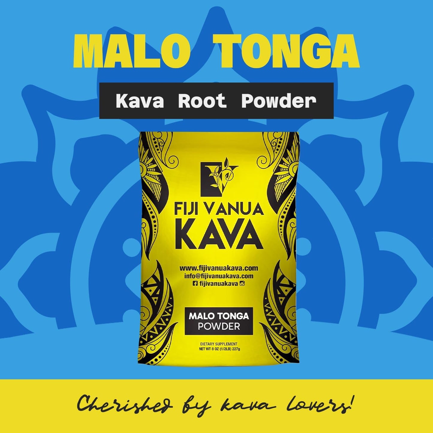 Premium Fiji Vanua Kava-Malo Tonga Kava Drink Powder, 8oz - Smooth & Creamy Traditional Kava Root Powder, Easy to Prepare