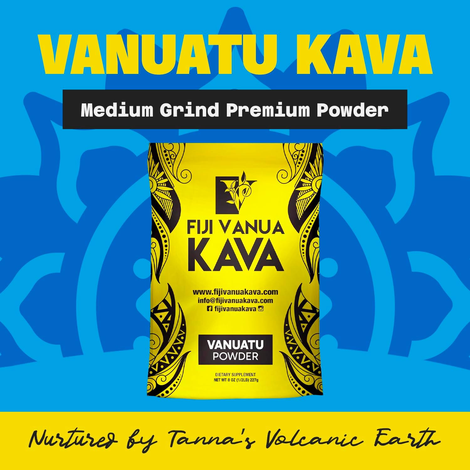 Premium Fiji Vanua Kava Vanuatu Powder - Pure Noble Kava with Sun-Dried Roots - High Kavalactones - Easy to Prepare Medium Grind Kava Root Powder - 8 oz