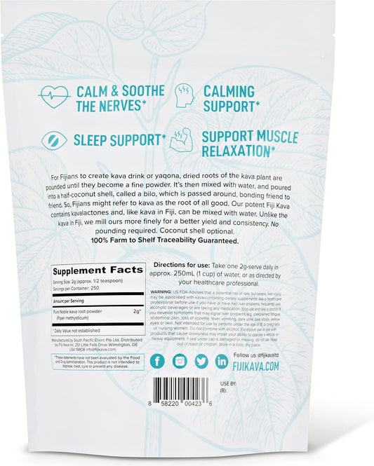 Premium FijiKava Instant Kava Powder 500g with High Kavalactone Content for Natural Relaxation, Stress Relief, and Sleep Aid - Easy-to-Mix Formula