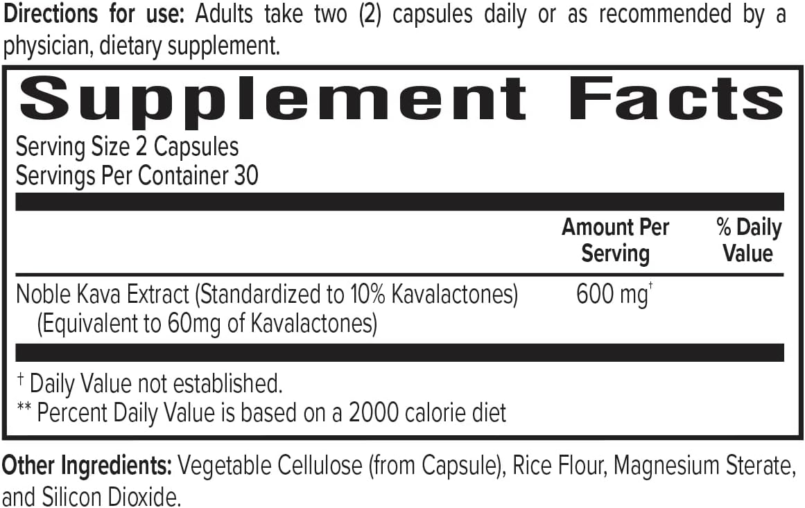 Premium FijiKava Noble Kava Capsules - 600mg Kavalactones for Natural Relaxation & Sleep Support, Vegan & Non-GMO, 60-Count