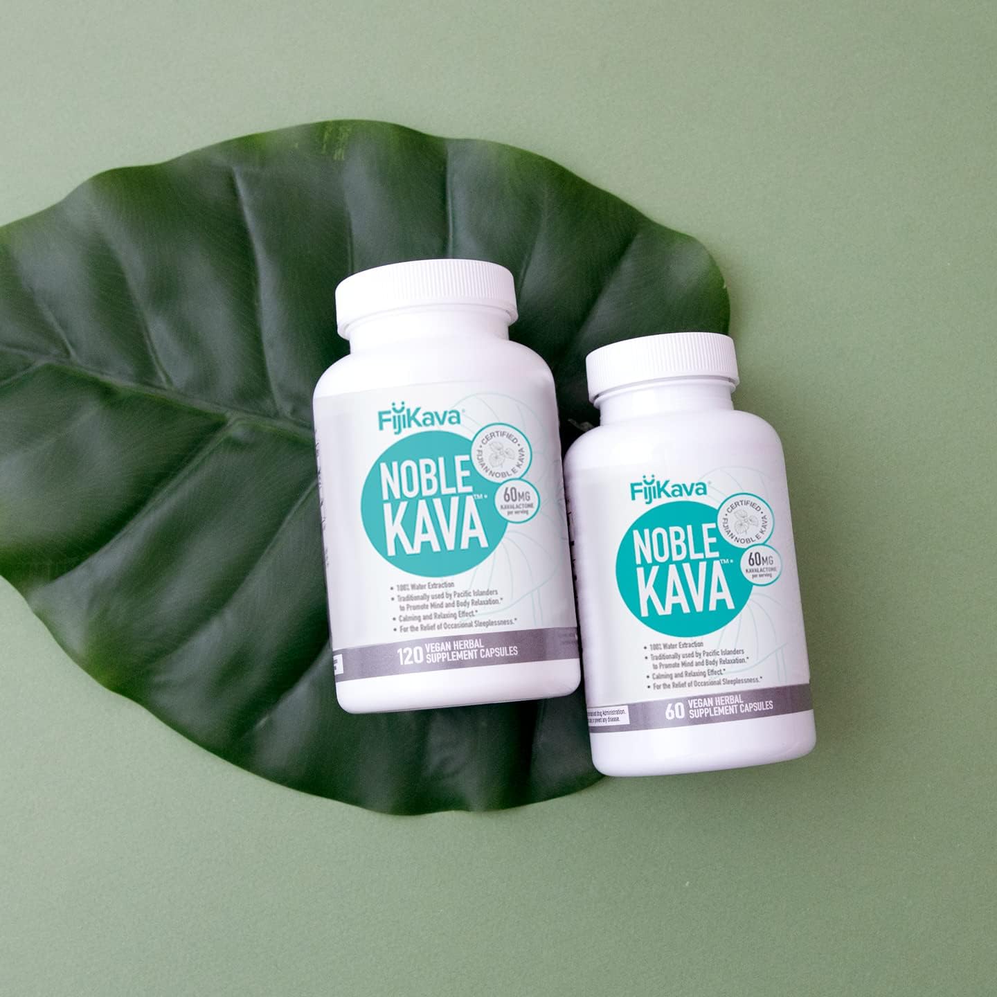 Premium FijiKava Noble Kava Capsules - 600mg Kavalactones, Natural Relaxation & Sleep Aid, Vegan, Non-GMO, 120-Count - Calm & Stress Relief Supplement