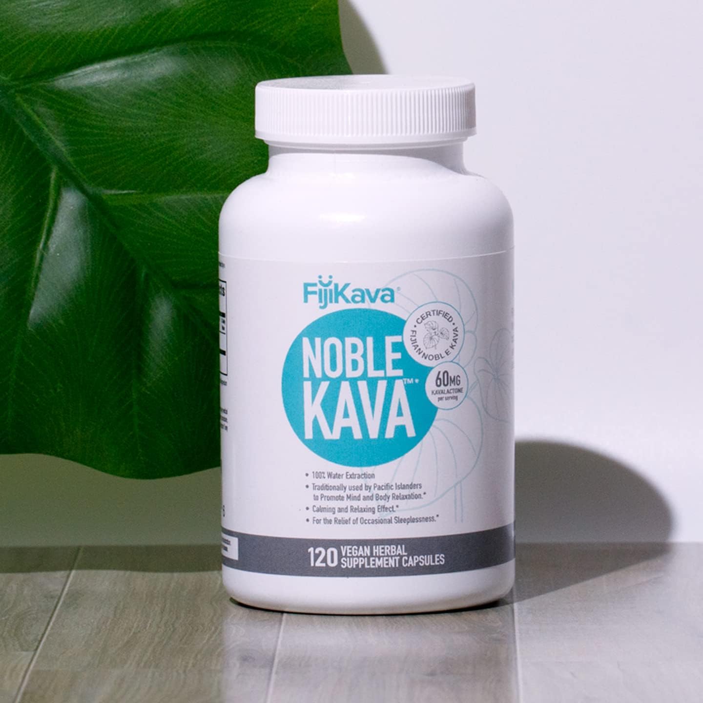 Premium FijiKava Noble Kava Capsules - 600mg Kavalactones, Natural Relaxation & Sleep Aid, Vegan, Non-GMO, 120-Count - Calm & Stress Relief Supplement