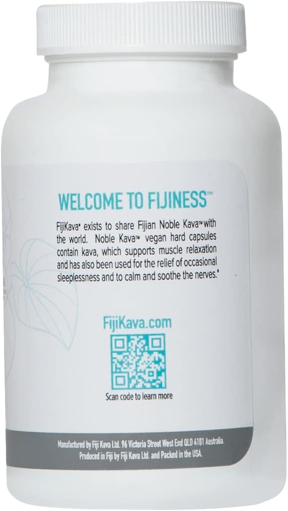 Premium FijiKava Noble Kava Capsules - 600mg Kavalactones, Natural Relaxation & Sleep Aid, Vegan, Non-GMO, 120-Count - Calm & Stress Relief Supplement
