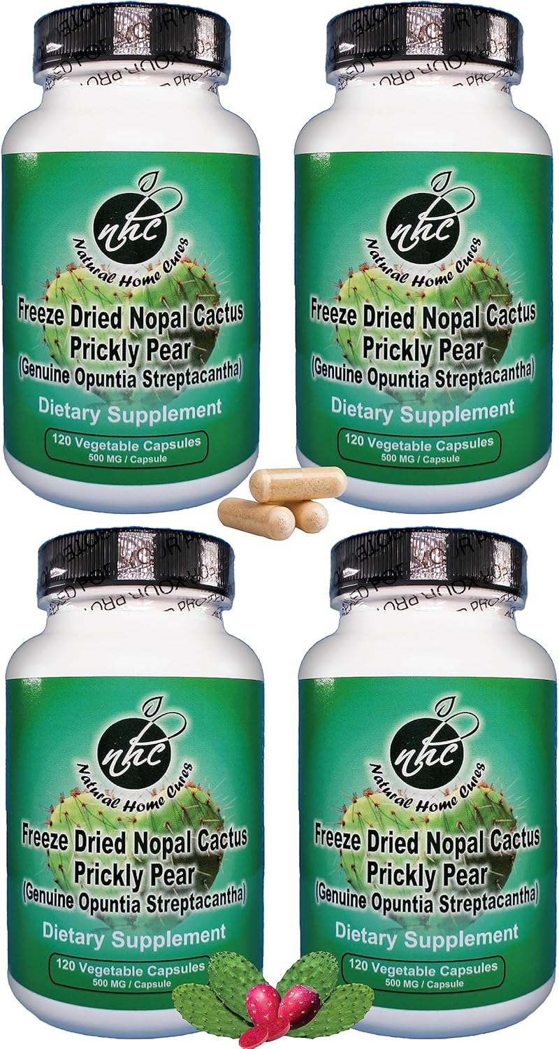 Premium Freeze Dried Nopal Cactus Capsules - 60,000mg Mountain Grown Prickly Pear Supplements - Rich in Betalains & Nitrates - Non-GMO, Sugar & Gluten Free - 120 Veggie Capsules