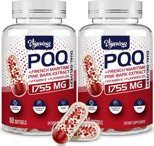 Premium French Maritime Pine Bark Extract Softgels with PQQ for Heart & Joint Health - 120 Vegan Capsules