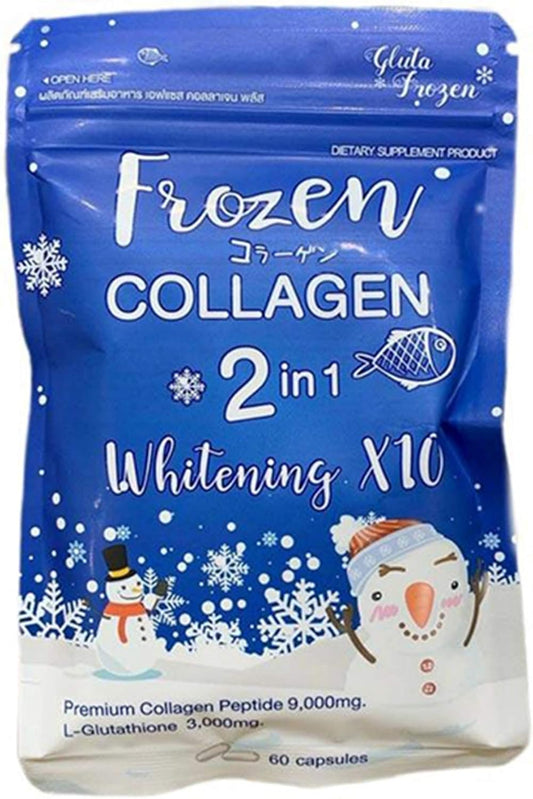 Premium Frozen Collagen 2 in 1 with Peptide & Glutathione, 60 Capsules - Boost Collagen Production & Skin Health