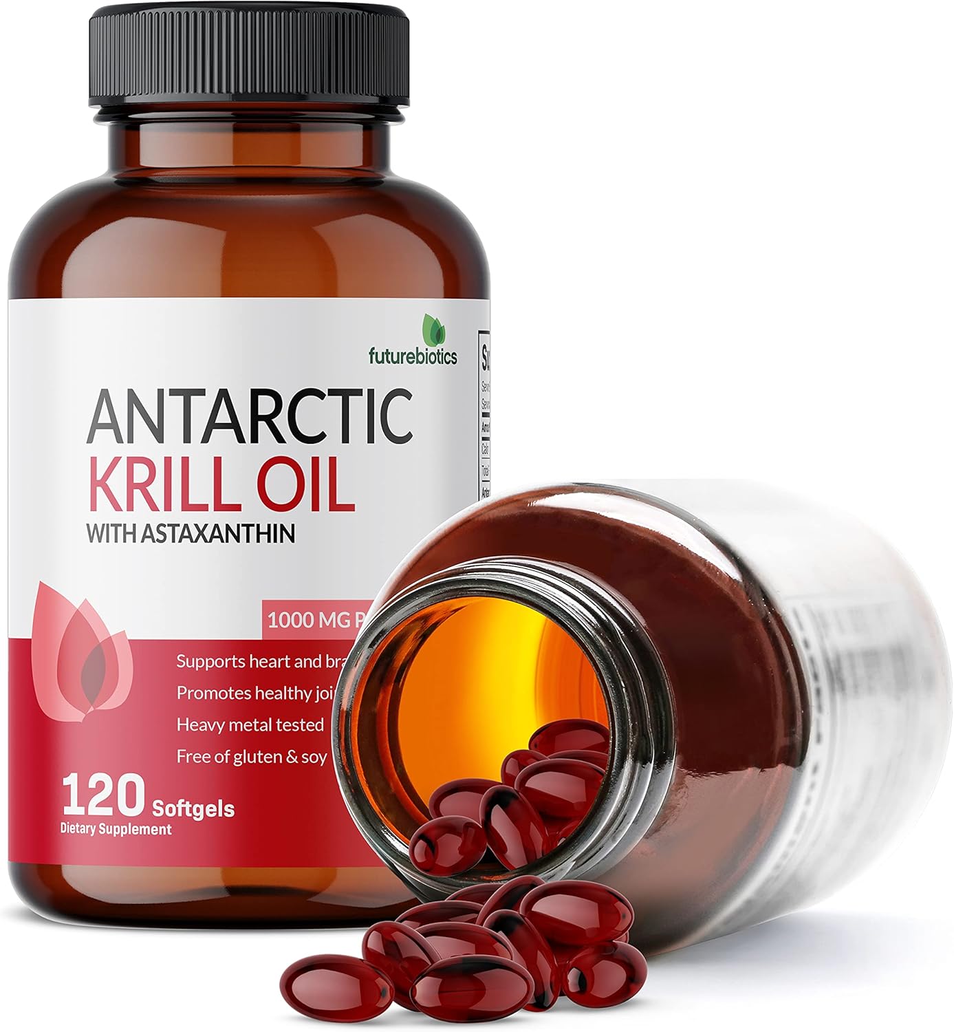 Premium Futurebiotics Antarctic Krill Oil 1000mg - Heavy Metal Tested, Non GMO - 120 Softgels